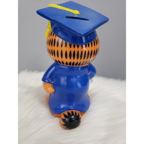 RARE 1981 Graduation Garfield Coin Bank Piggy Bank Vintage Open House Decor Gift - Picture 3 of 7